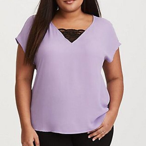 TORRID | Georgette Lace Inset Blouse Top | Sz. 2X - Picture 2 of 7